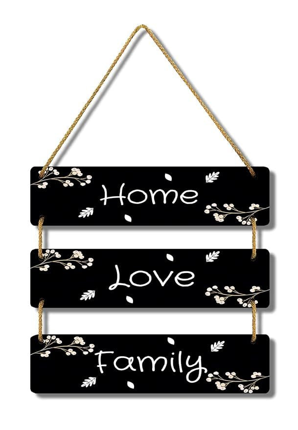 Rustic Hanging Wooden Sign – Home, Love, Family Wall Décor
