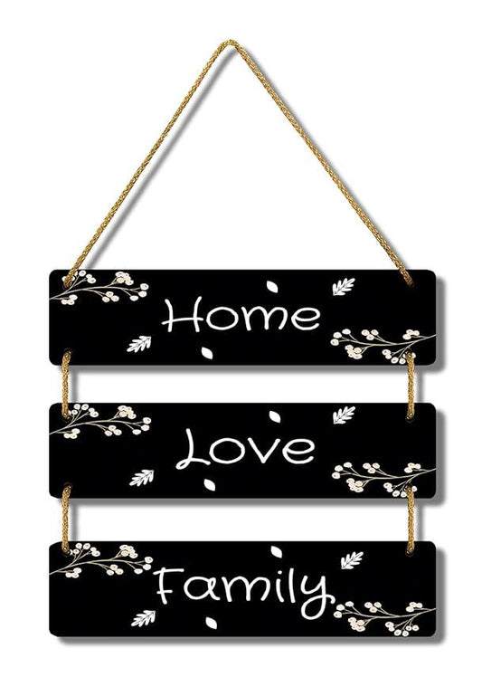 Rustic Hanging Wooden Sign – Home, Love, Family Wall Décor