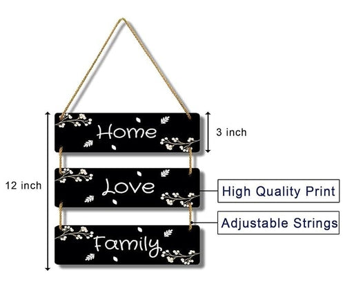 Rustic Hanging Wooden Sign – Home, Love, Family Wall Décor