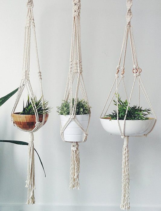 Handmade Macramé Plant Hangers for Indoor and Outdoor Use
