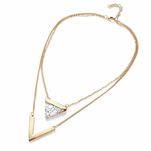 Gold Layered V and Triangle Pendant Necklace