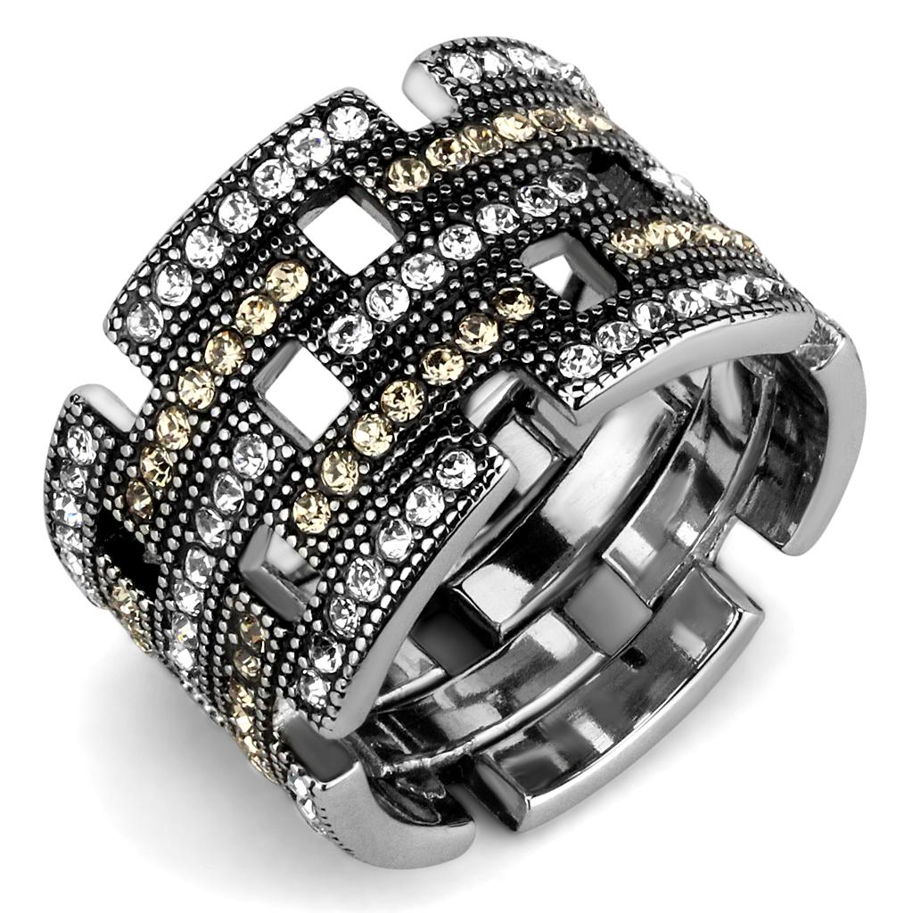 Women's Multi-Toned Statement Ring with Crystals