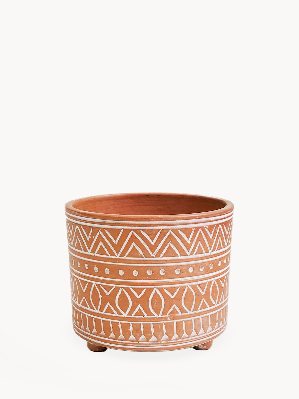 Handcrafted Terracotta Planter with Tribal-Inspired Design