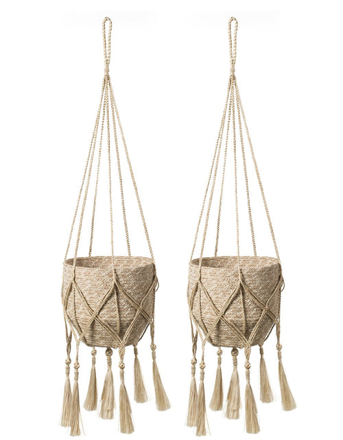 Load image into Gallery viewer, Handwoven Macramé Hanging Planters – Boho Style Jute and Cotton Plant
