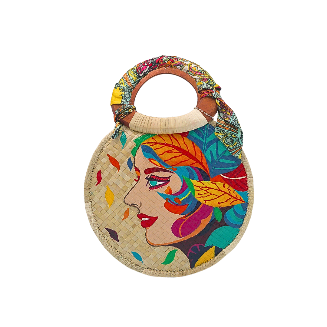 Handwoven Pandan Handbag/Crossbody with Adjustable Strap and Colorful Design - Eco-Friendly and Stylish