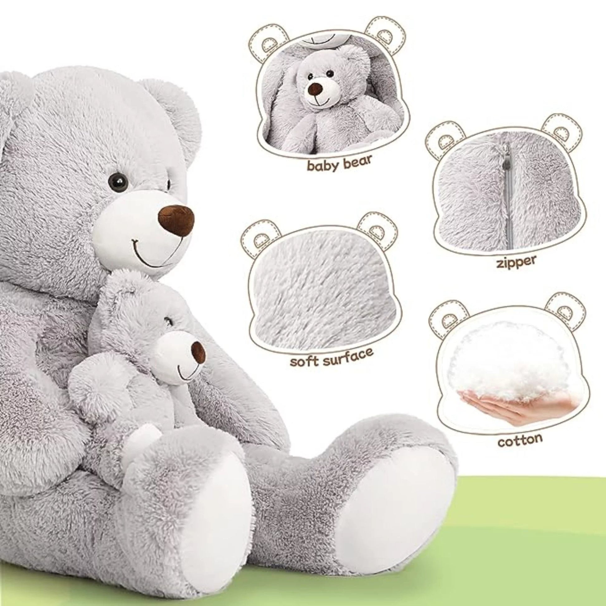 Giant Teddy Bear Mommy and Baby Soft Plush Bear Stuffed Animal, 39 Inches