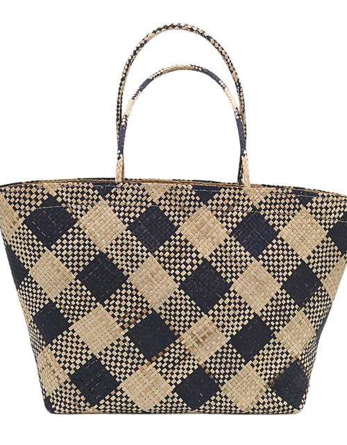 Load image into Gallery viewer, Handwoven Buri Bag with Colorful Chevron Pattern | Eco-Friendly Straw Tote for Summer
