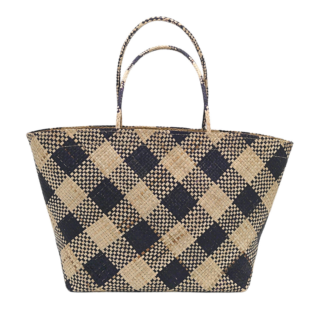 Handwoven Buri Bag with Colorful Chevron Pattern | Eco-Friendly Straw Tote for Summer