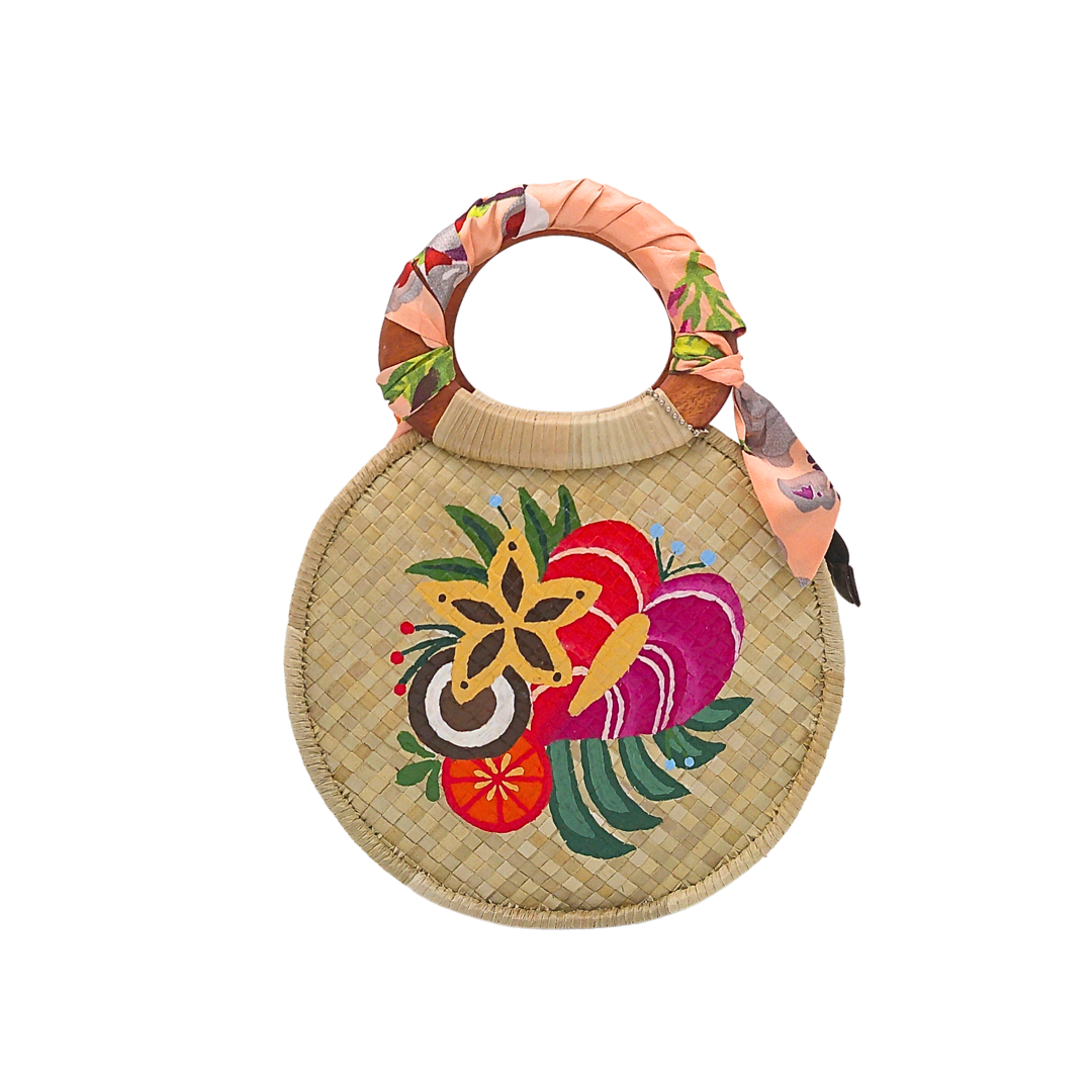 Handwoven Pandan Handbag/Crossbody with Adjustable Strap and Colorful Design - Eco-Friendly and Stylish