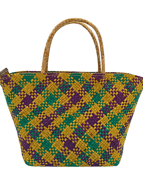 Load image into Gallery viewer, Handwoven Buri Bag with Colorful Chevron Pattern | Eco-Friendly Straw Tote for Summer
