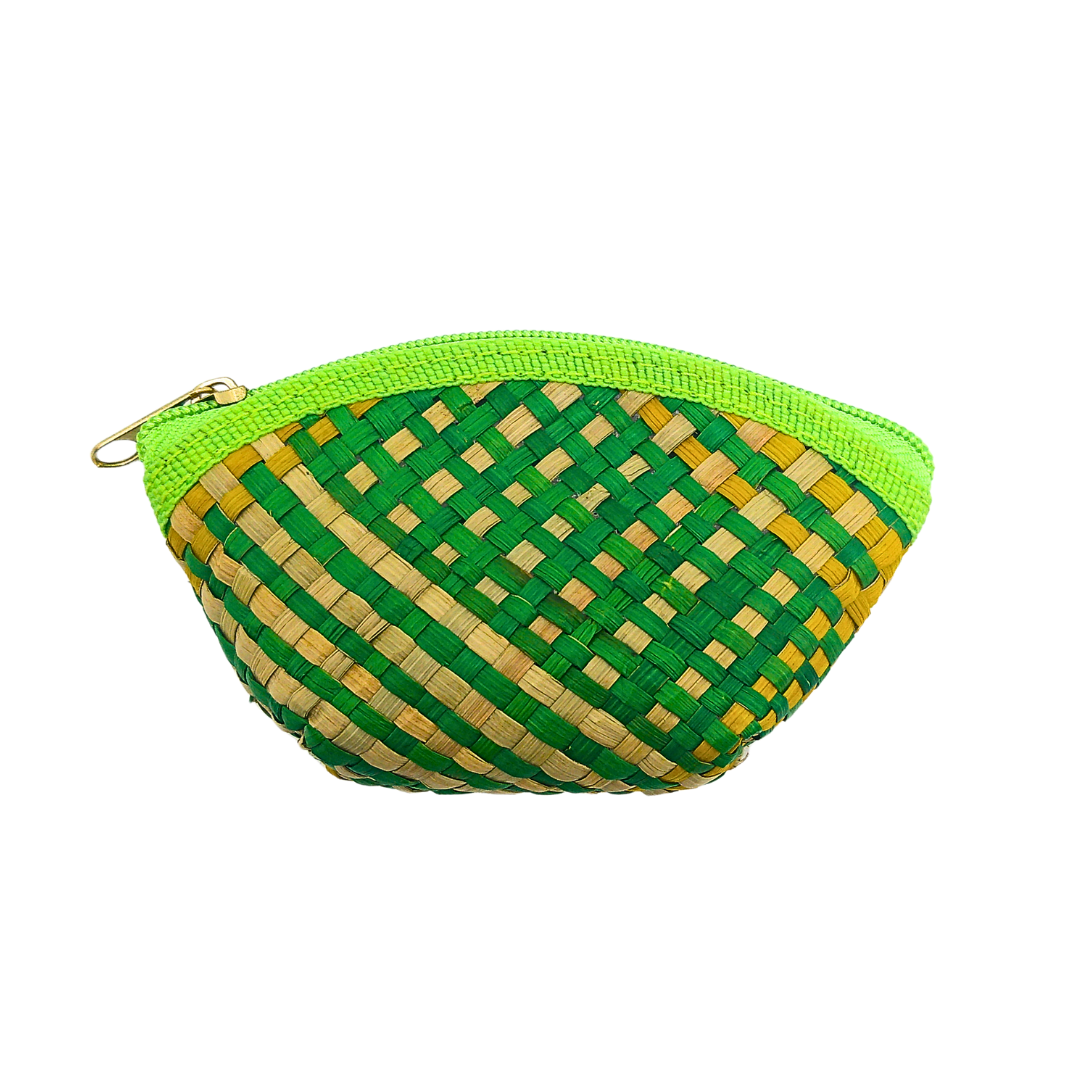 Colorful Handwoven Buri Coin Purse with Zipper - Eco-Friendly and Stylish