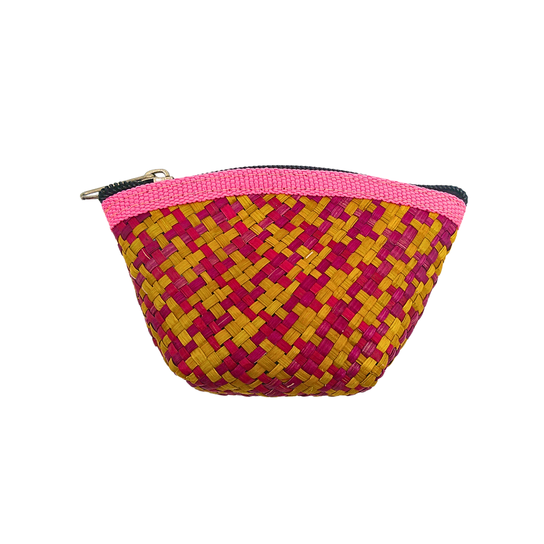 Colorful Handwoven Buri Coin Purse with Zipper - Eco-Friendly and Stylish