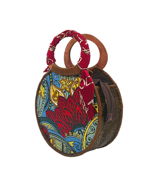 Load image into Gallery viewer, Handwoven Pandan Handbag/Crossbody with Adjustable Strap and Colorful Design - Eco-Friendly and Stylish
