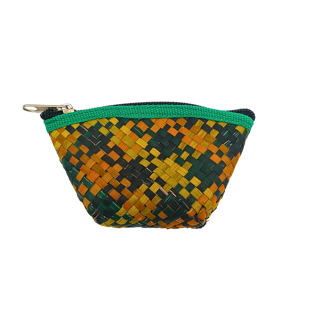 Colorful Handwoven Buri Coin Purse with Zipper - Eco-Friendly and Stylish