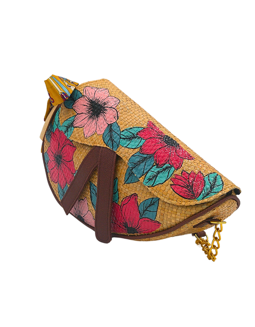 Load image into Gallery viewer, Handwoven Sabutan Bag with Floral Design and Chain Strap - Eco-Friendly Fashion
