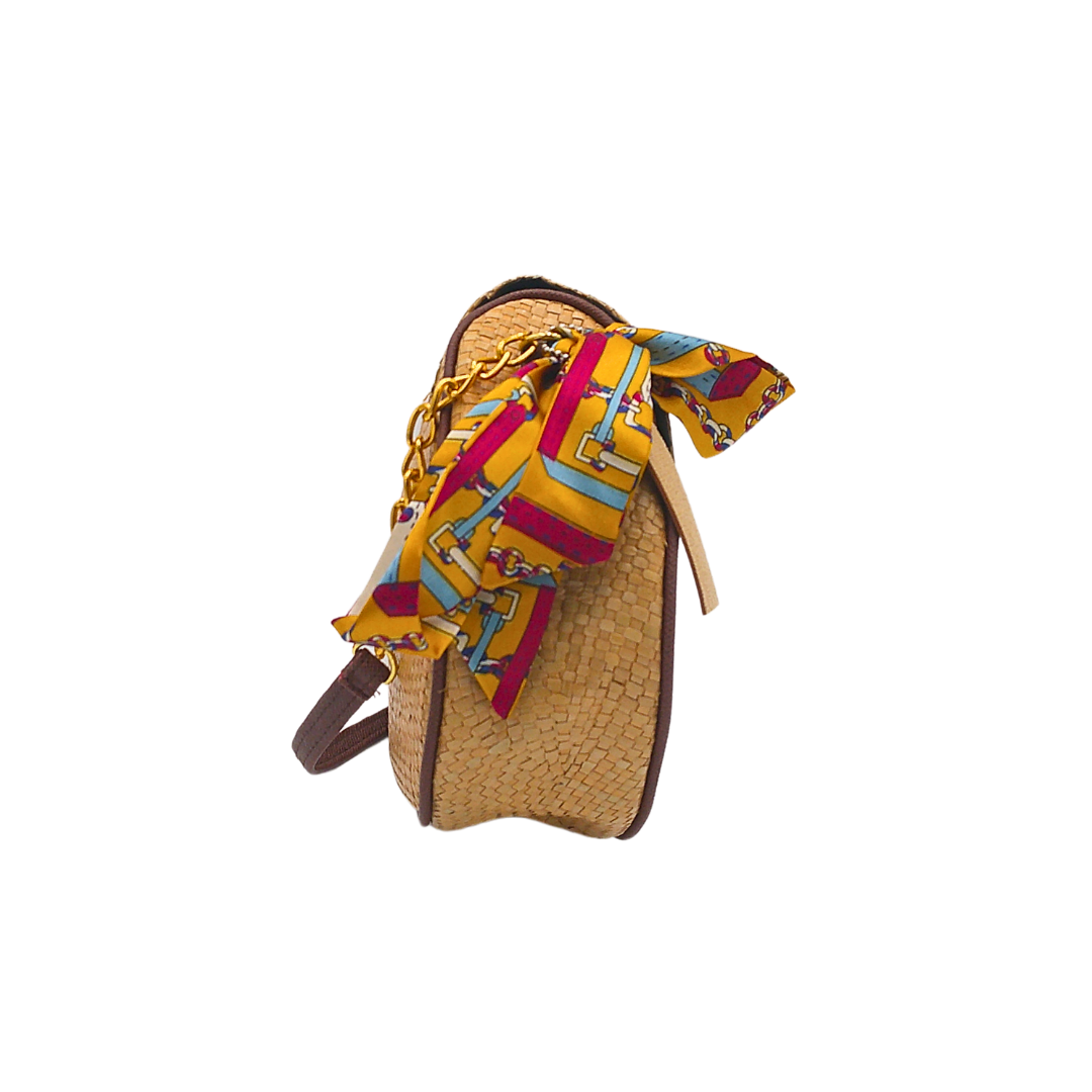 Handwoven Sabutan Bag with Floral Design and Chain Strap - Eco-Friendly Fashion