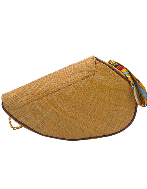 Load image into Gallery viewer, Handwoven Sabutan Bag with Floral Design and Chain Strap - Eco-Friendly Fashion
