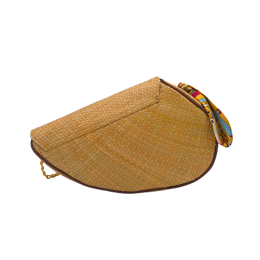 Handwoven Sabutan Bag with Floral Design and Chain Strap - Eco-Friendly Fashion