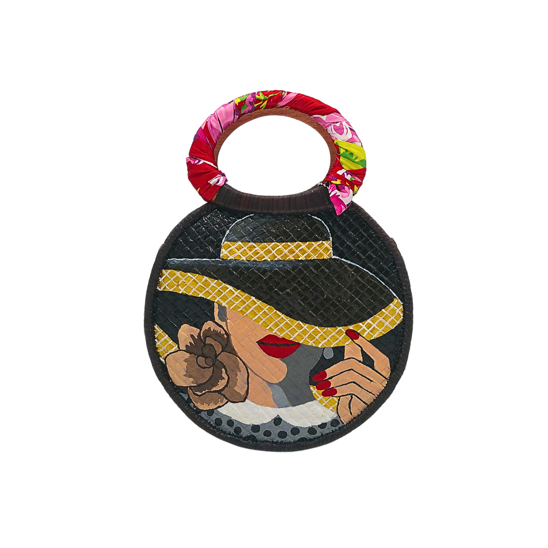 Handwoven Pandan Handbag/Crossbody with Adjustable Strap and Colorful Design - Eco-Friendly and Stylish