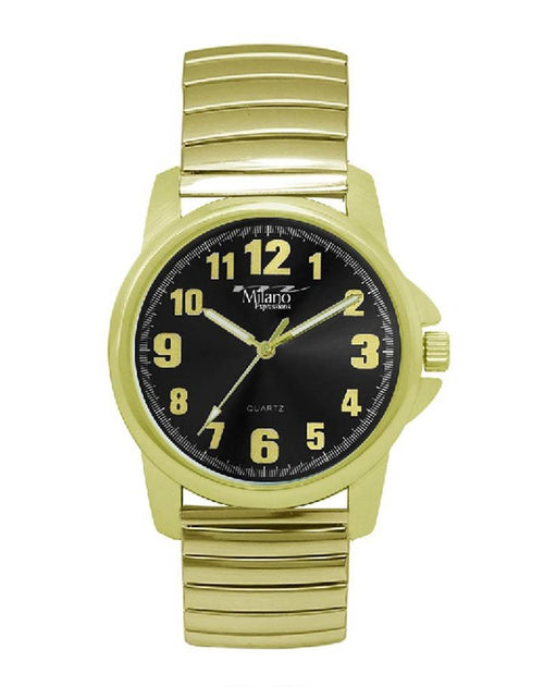 Load image into Gallery viewer, Gold-Tone Milano Quartz Watch with Easy-Read Black Dial
