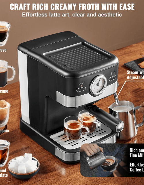 Load image into Gallery viewer, VEVOR Espresso Machine, 15 Bar Semi-Automatic Espresso Maker with Milk
