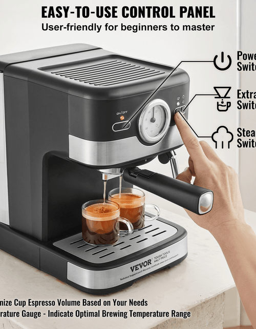 Load image into Gallery viewer, VEVOR Espresso Machine, 15 Bar Semi-Automatic Espresso Maker with Milk
