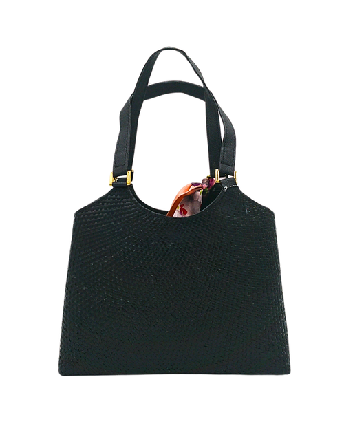 Load image into Gallery viewer, Handwoven Pandan Handbag with Vibrant Floral Design and Scarf - Eco-Friendly and Versatile
