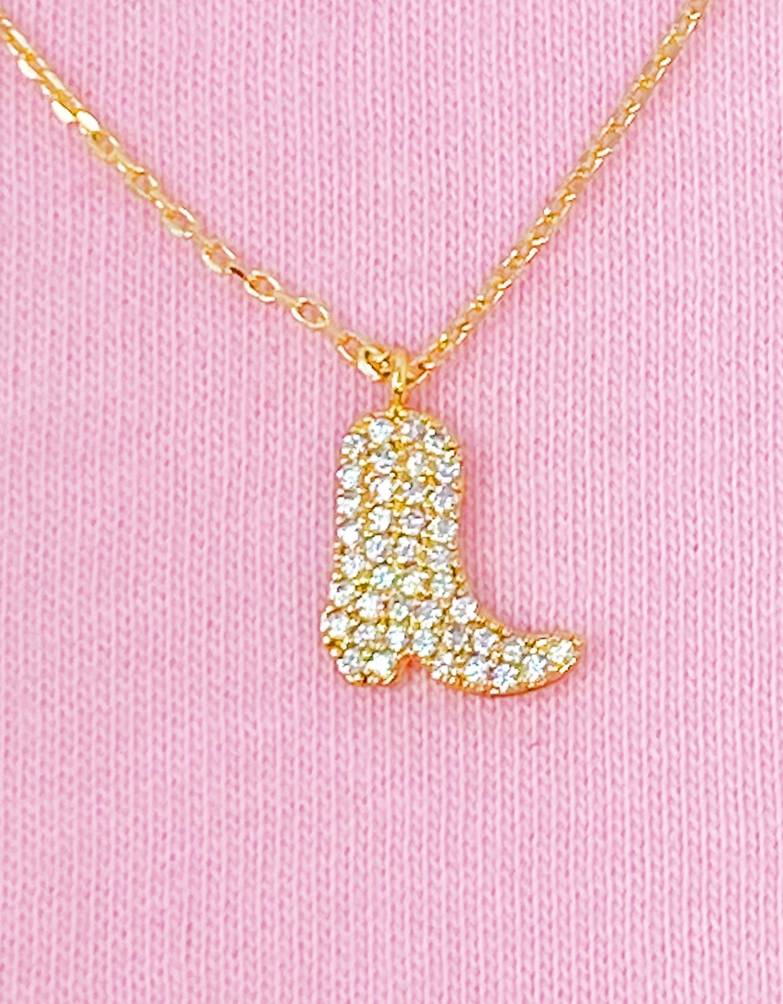 Gold-Tone Crystal Cowboy Boot Pendant Necklace