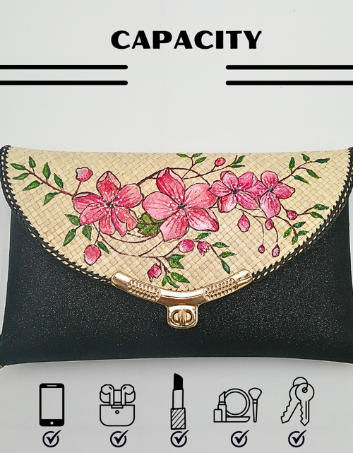 Load image into Gallery viewer, Elegant Handwoven Pandan Clutch with Floral Design - Eco-Friendly Evening Purse
