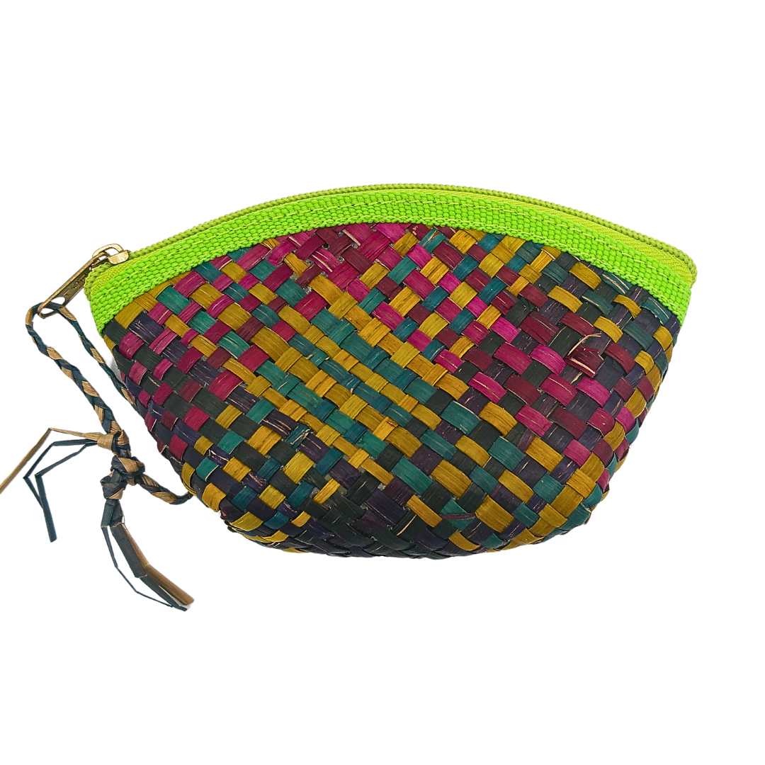 Colorful Handwoven Buri Coin Purse with Zipper - Eco-Friendly and Stylish