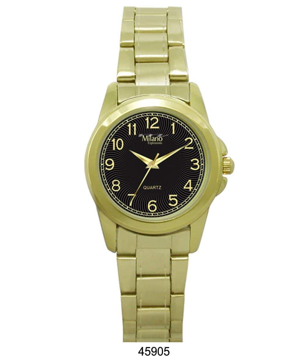 Gold-Tone Milano Quartz Watch with Black Dial