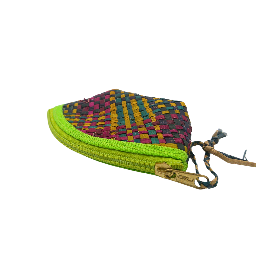 Colorful Handwoven Buri Coin Purse with Zipper - Eco-Friendly and Stylish