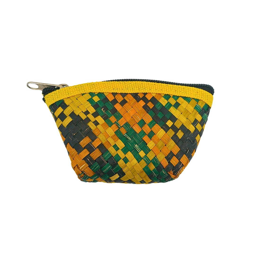 Colorful Handwoven Buri Coin Purse with Zipper - Eco-Friendly and Stylish