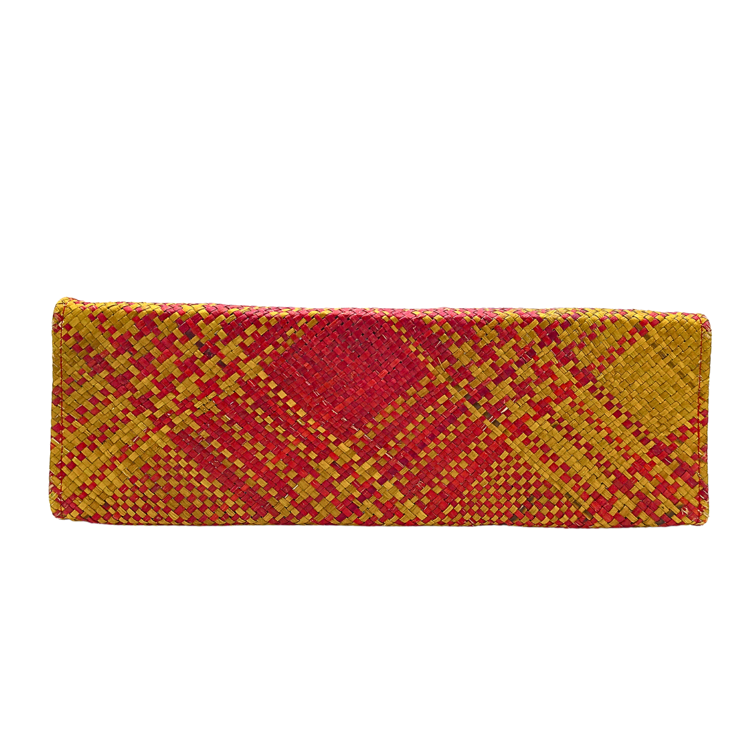 Vibrant Handwoven Buri Bag with Plaid Pattern | Eco-Friendly Straw Tote