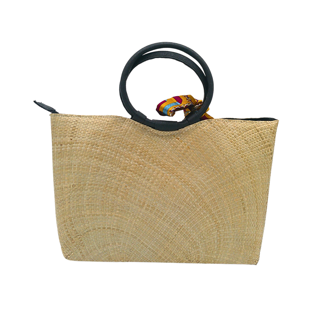 Handwoven Sabutan Hand/Shoulder Bag with Leather Handle - Stylish and Eco-Friendly Design