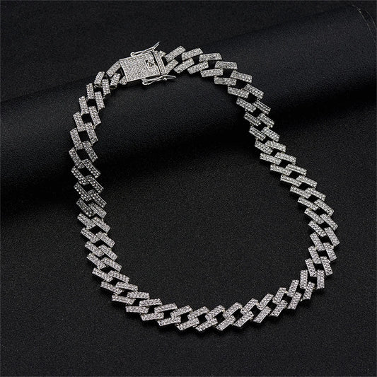 2 Pieces Cuban Link Chain Necklace and Bracelet Hip Hop Jewelry for Men and Women,24In