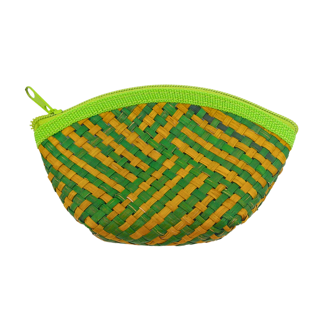 Colorful Handwoven Buri Coin Purse with Zipper - Eco-Friendly and Stylish