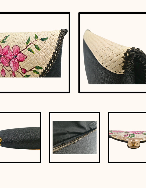 Load image into Gallery viewer, Elegant Handwoven Pandan Clutch with Floral Design - Eco-Friendly Evening Purse
