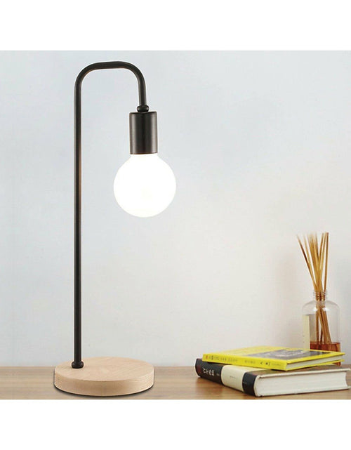 Load image into Gallery viewer, Minimalist Industrial Table Lamp with Exposed Bulb and Wooden Base
