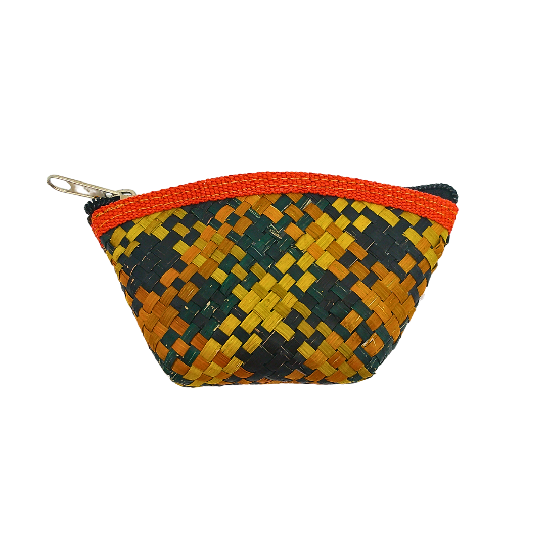 Colorful Handwoven Buri Coin Purse with Zipper - Eco-Friendly and Stylish