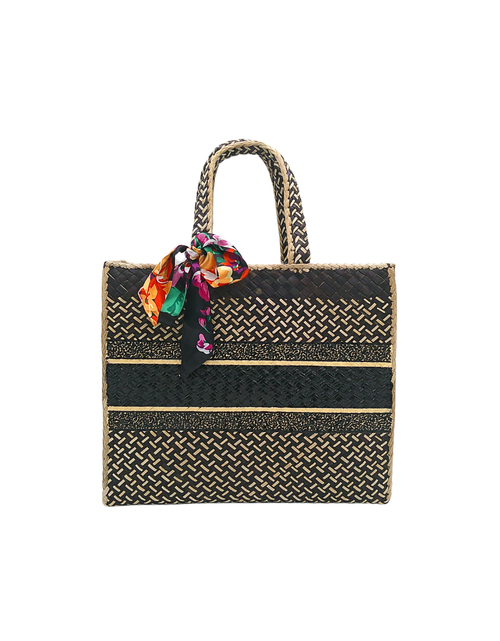 Load image into Gallery viewer, Elegant Handwoven Pandan Handbag with Scarf Accent - Eco-Friendly and Stylish
