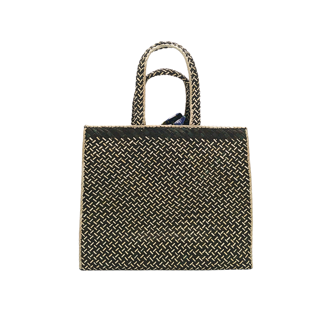 Elegant Handwoven Pandan Handbag with Scarf Accent - Eco-Friendly and Stylish