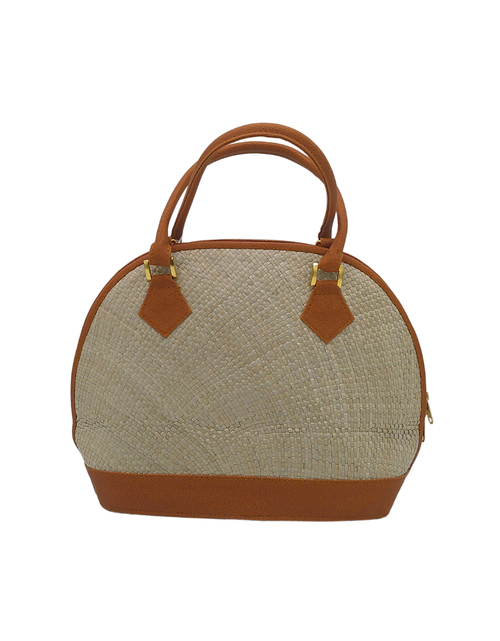 Load image into Gallery viewer, Hand-Painted Floral Woven Straw Handbag – Unique Dome-Shaped Tote with Braided Handles &amp; Scarf Accent
