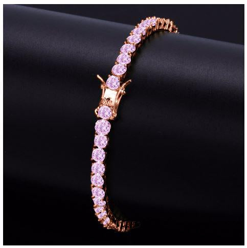 Rose Gold Tennis Bracelet with Sparkling Round Cut Cubic Zirconia