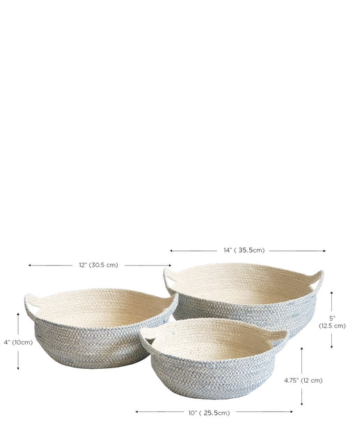 Load image into Gallery viewer, Round Woven Storage Baskets with Handles – Handcrafted Cotton Rope
