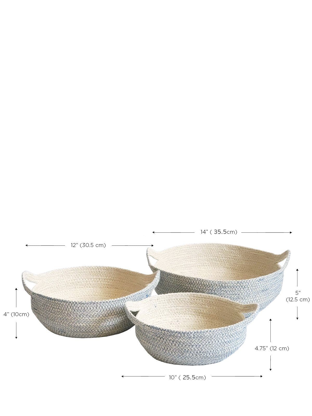 Round Woven Storage Baskets with Handles – Handcrafted Cotton Rope