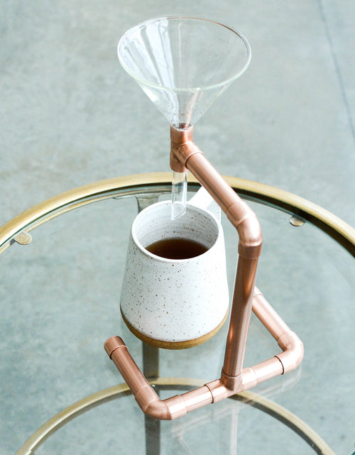 Load image into Gallery viewer, Copper Pour-Over Coffee Stand – Minimalist Drip Coffee Brewer
