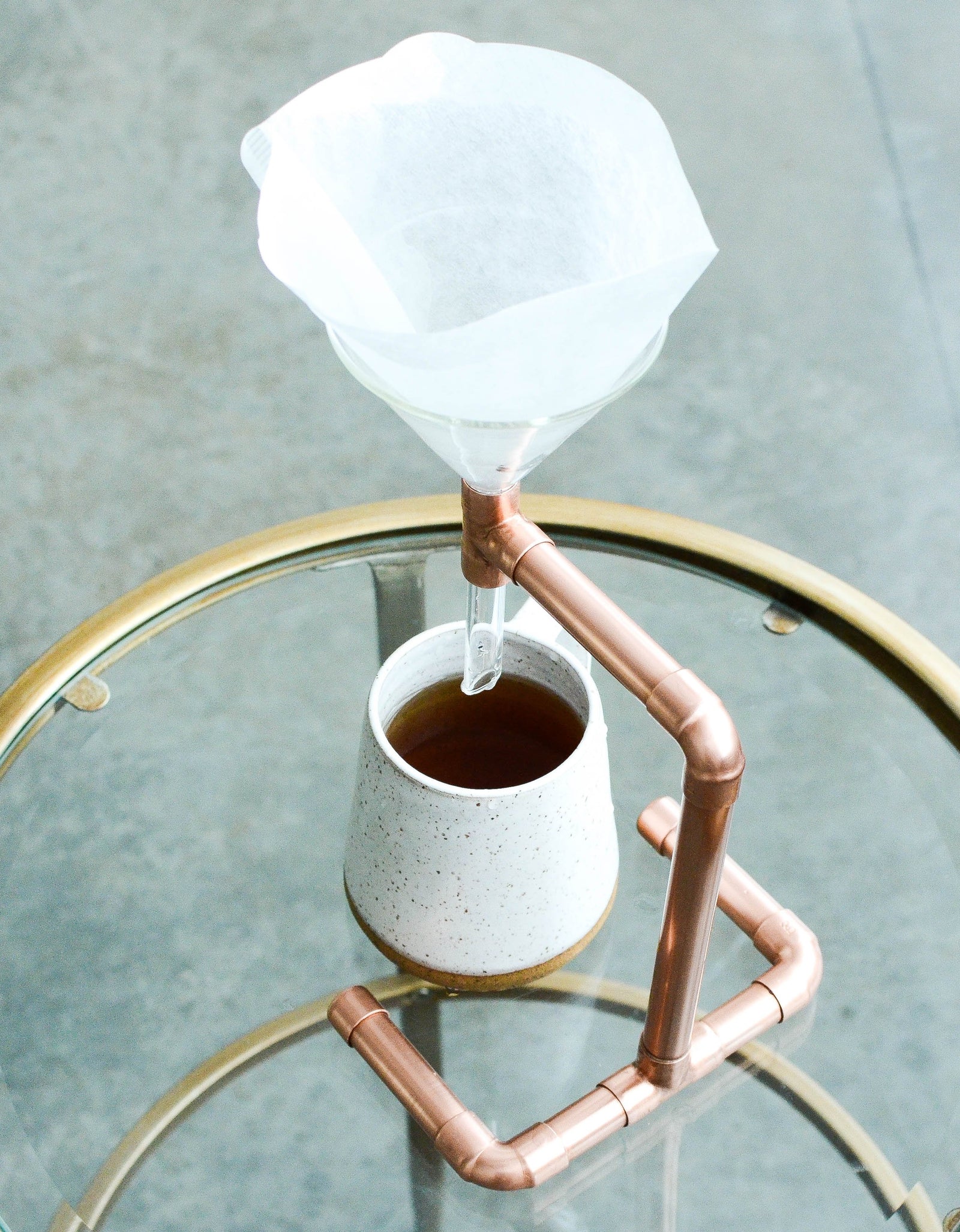 Copper Pour-Over Coffee Stand – Minimalist Drip Coffee Brewer