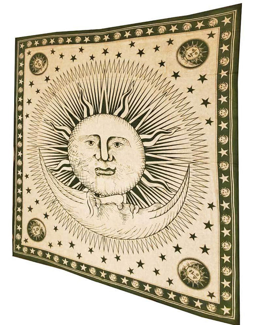 Load image into Gallery viewer, Divine Sun &amp; Celestial Crescent Moon Tapestry with Self Design Artwork
