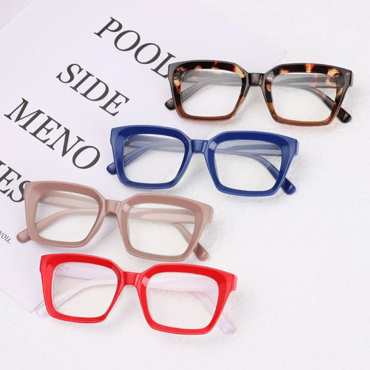 Bold Square Oversized Glasses for Women - Fashionable Clear Lens